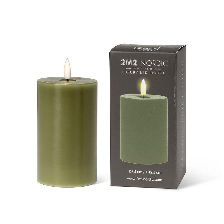 2M2 LED Candle Pillar 3x5" - Green