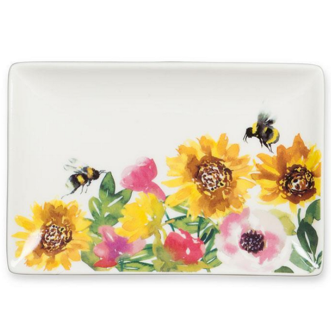 Abbott Rectangular Plate - Sunflowers & Bees
