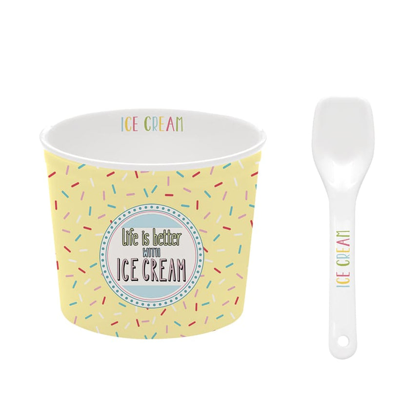 Easy Life Boutique - Yellow Ice Cream Bowl with Spoon