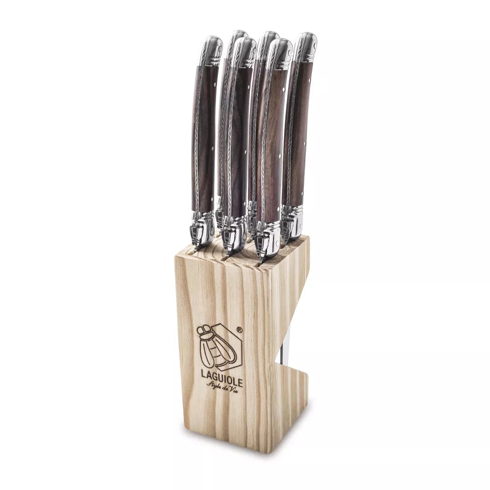Laguiole - Dark Wood Steak Knife Block Set (6pcs)