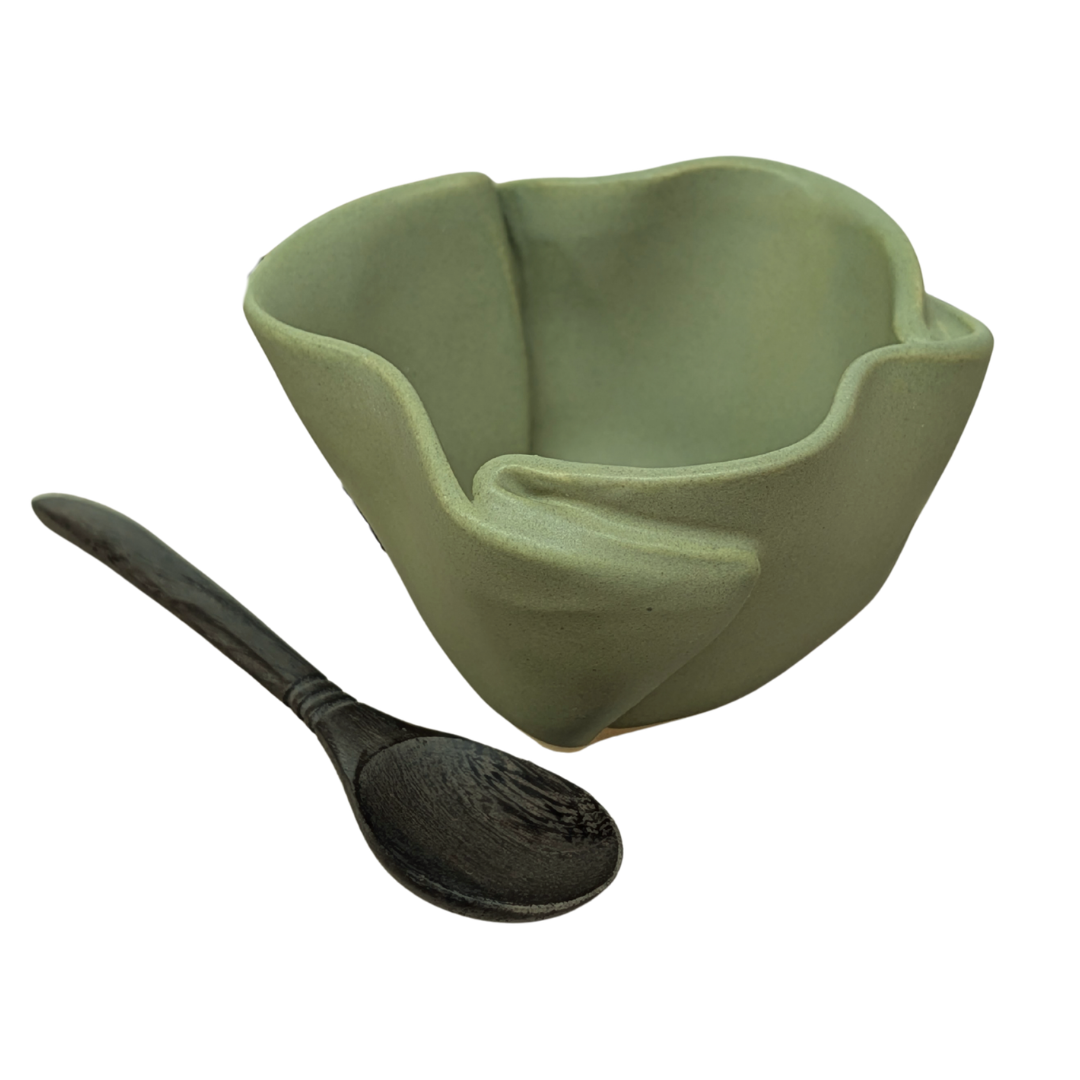 Hilborn Pottery Tiny Pot with Spoon - Dusty Sage