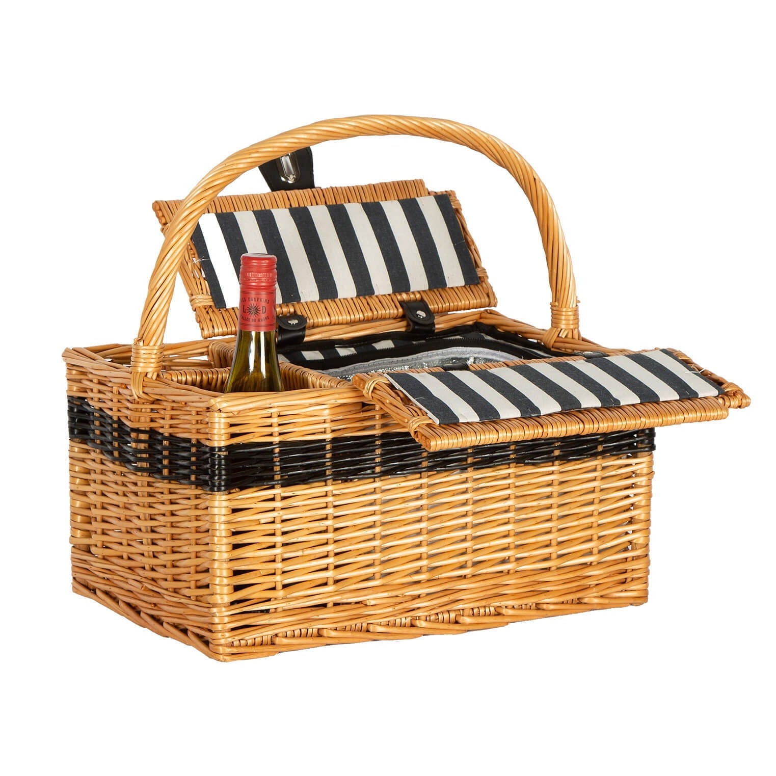 Bacon Basketware - Willow Insulated Picnic Basket with Wine Compartments