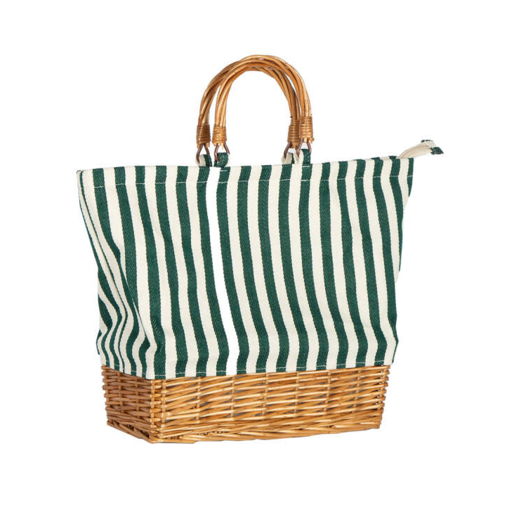 Bacon Basketware - Green Striped Rectangle Picnic Basket