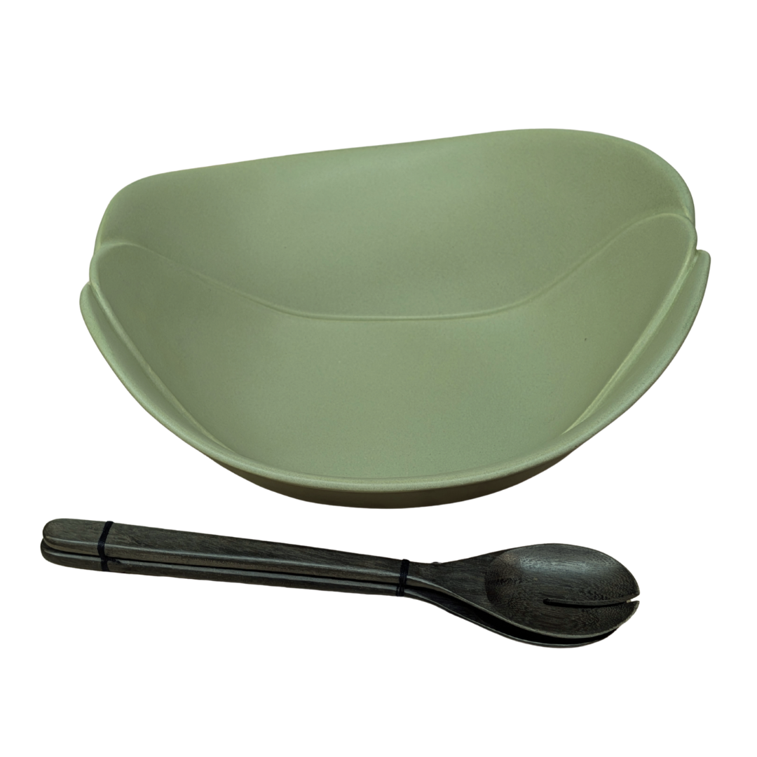 Hilborn Pottery Banana Bowl with Spoon - Dusty Sage