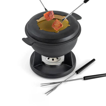 Swissmar Cast Iron Fondue Set - Matte Black (10pcs)