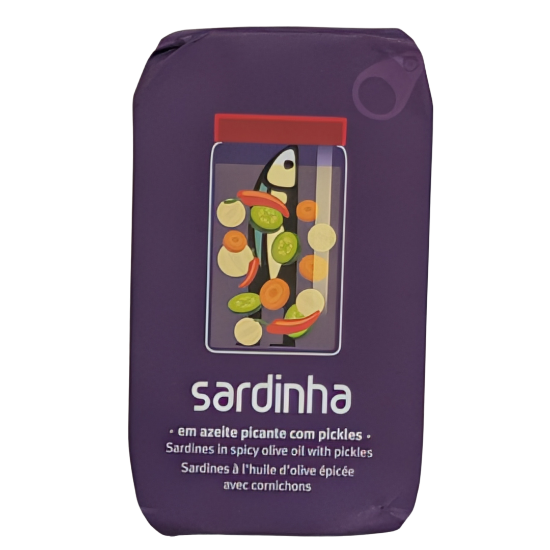 Sardinha Sardines in Spicy Olive Oil with Pickles