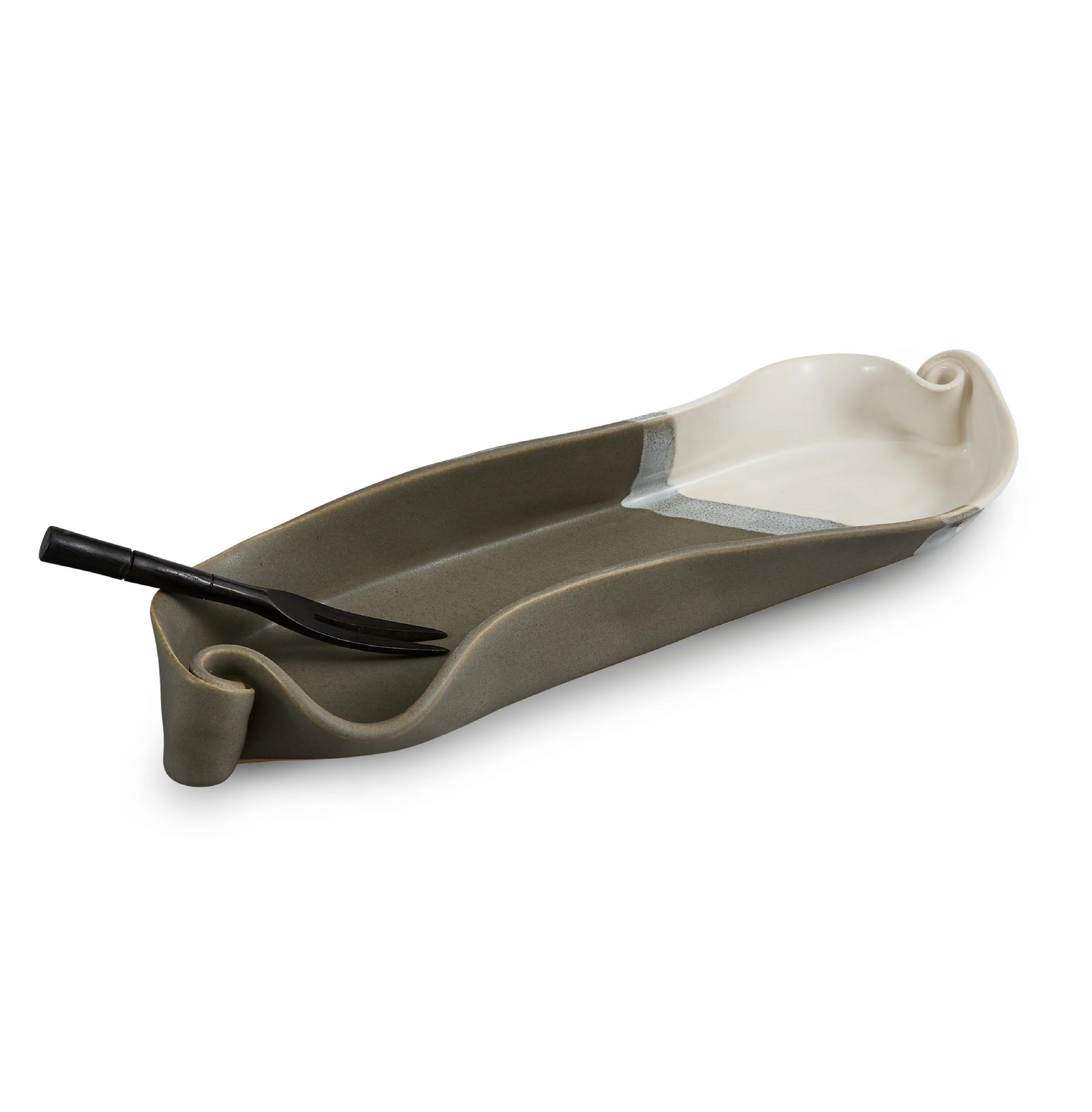 Hilborn Pottery Designs Grey & White Olive Dish With Fork