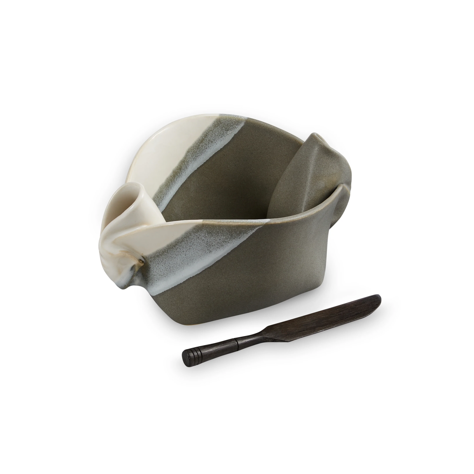 Hilborn Pottery Designs Grey & White Pinch Pot With Knife