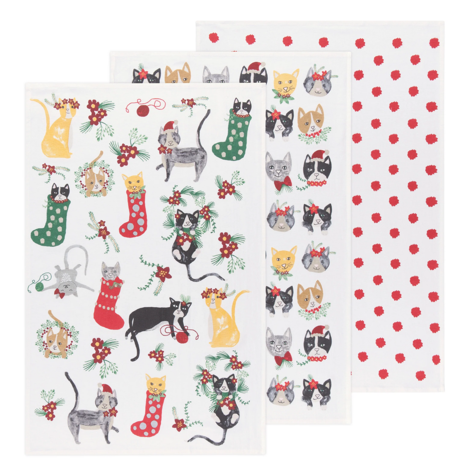 Danica Floursack Dishtowels - Meowy Christmas (Set of 3)