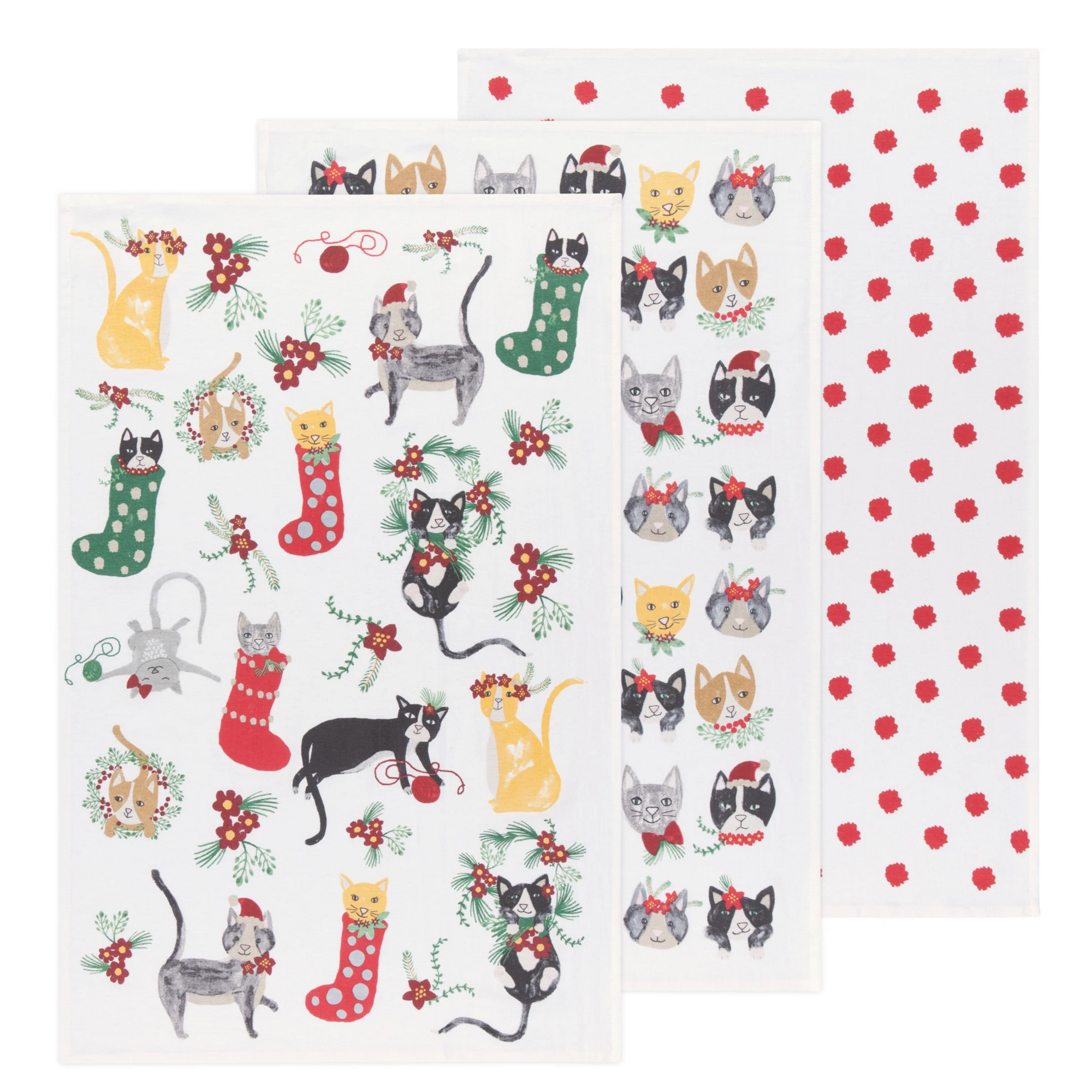 Danica Floursack Dishtowels - Meowy Christmas (Set of 3)