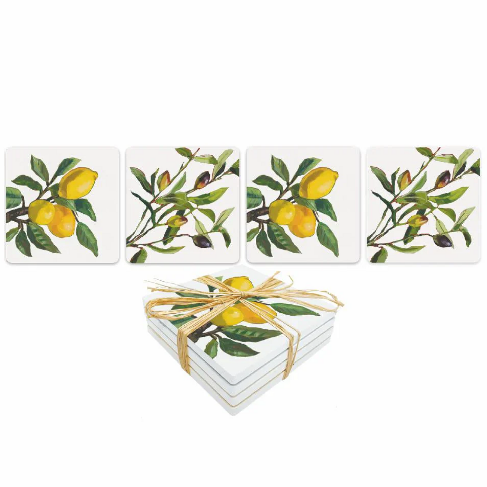 PPD Lemon & Olive Coasters (Set of 4)