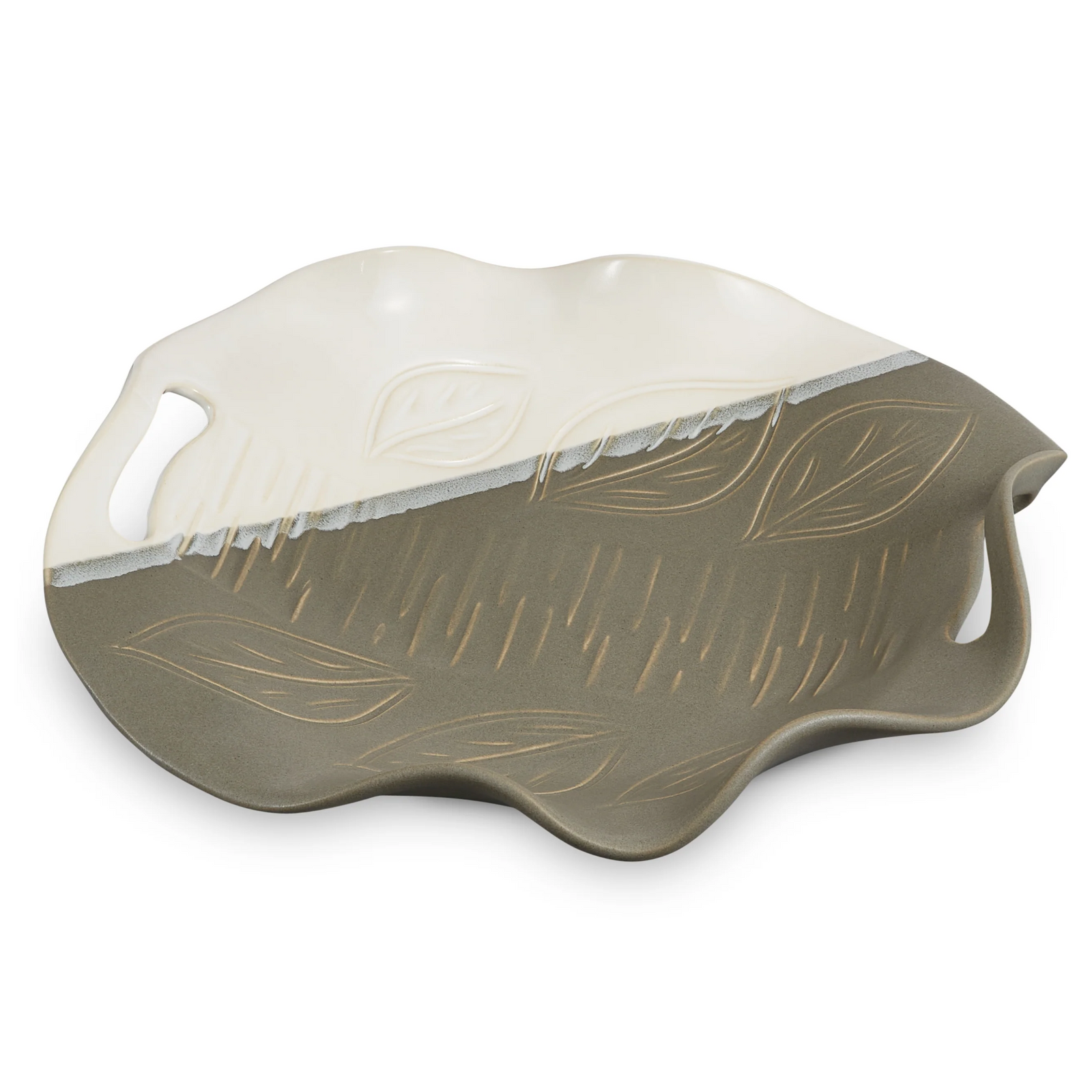 Hilborn Pottery Designs Grey & White Platter With Handles