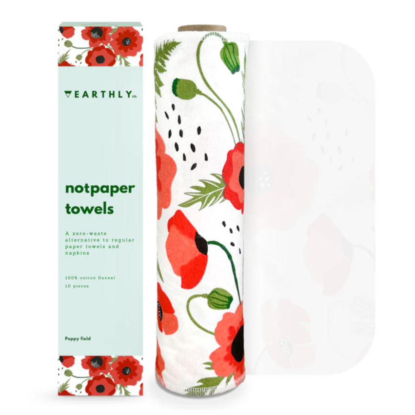 Earthly Co. Notpaper Towels - Poppy Fields (Set of 10)