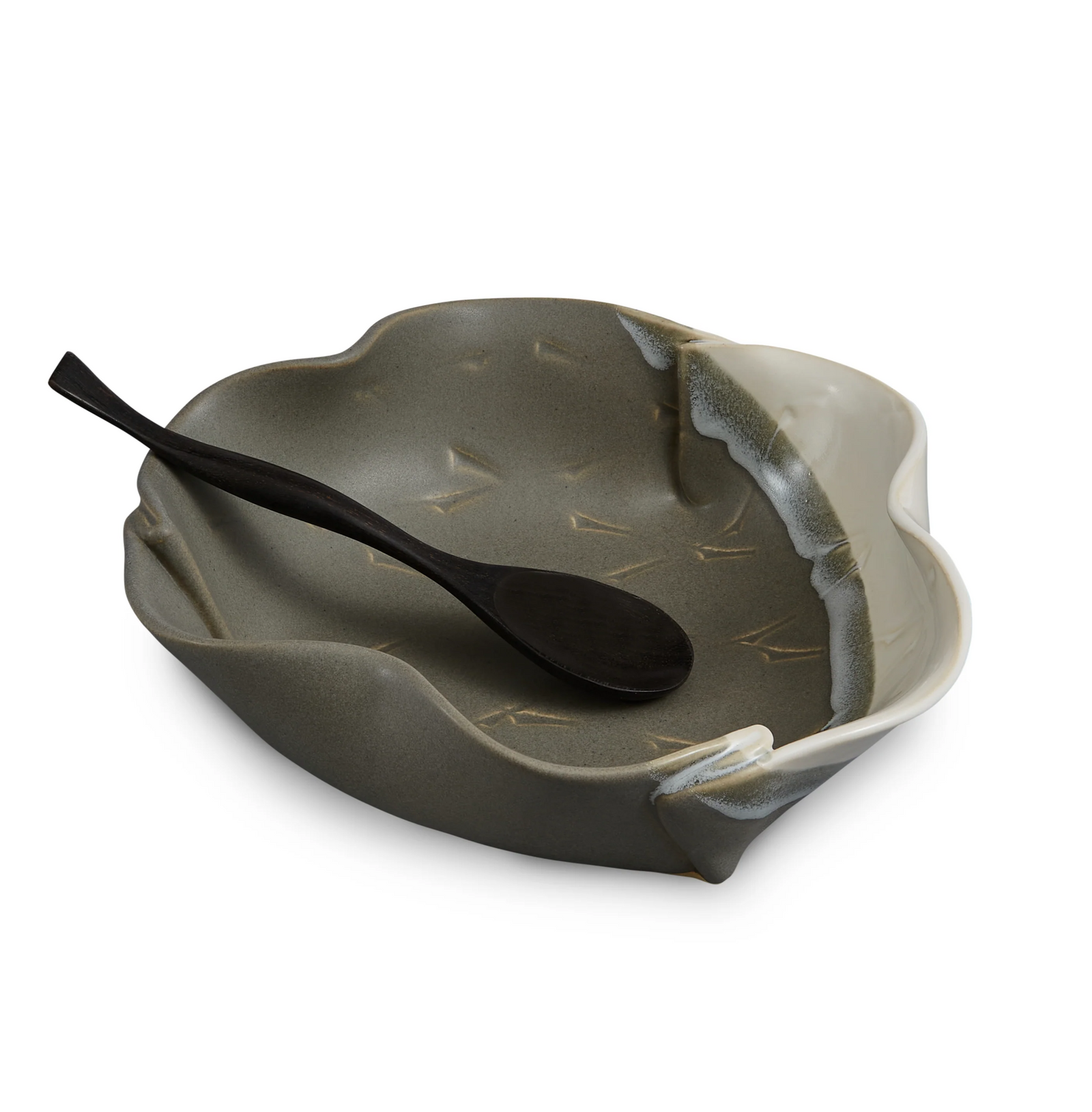 Hilborn Pottery Designs Grey & White Brie Baker With Spoon
