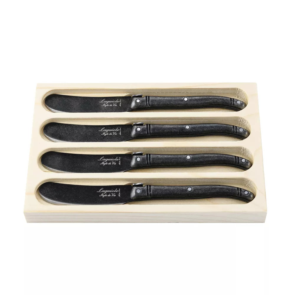 Laguiole - Black Stonewash Butter Knives (4pc)