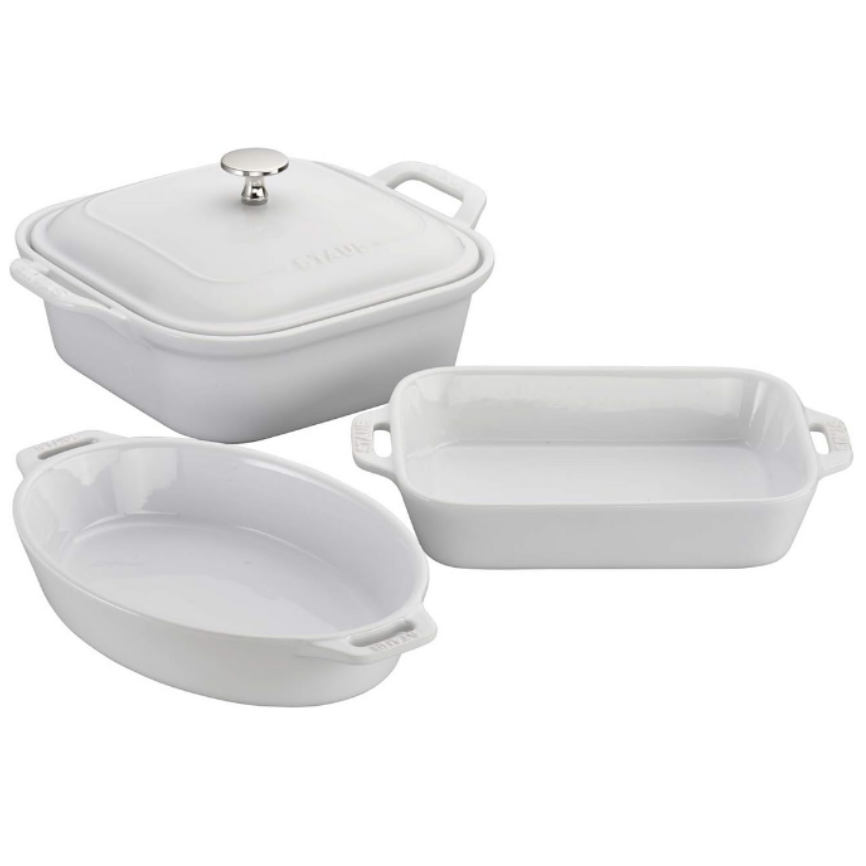 Staub White Ceramic Oven Set (Set of 4)