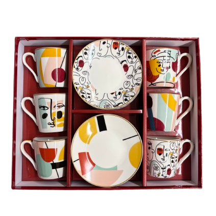 Easy Life Boutique -Modernism Espresso Cups with Saucers (Set for 6)