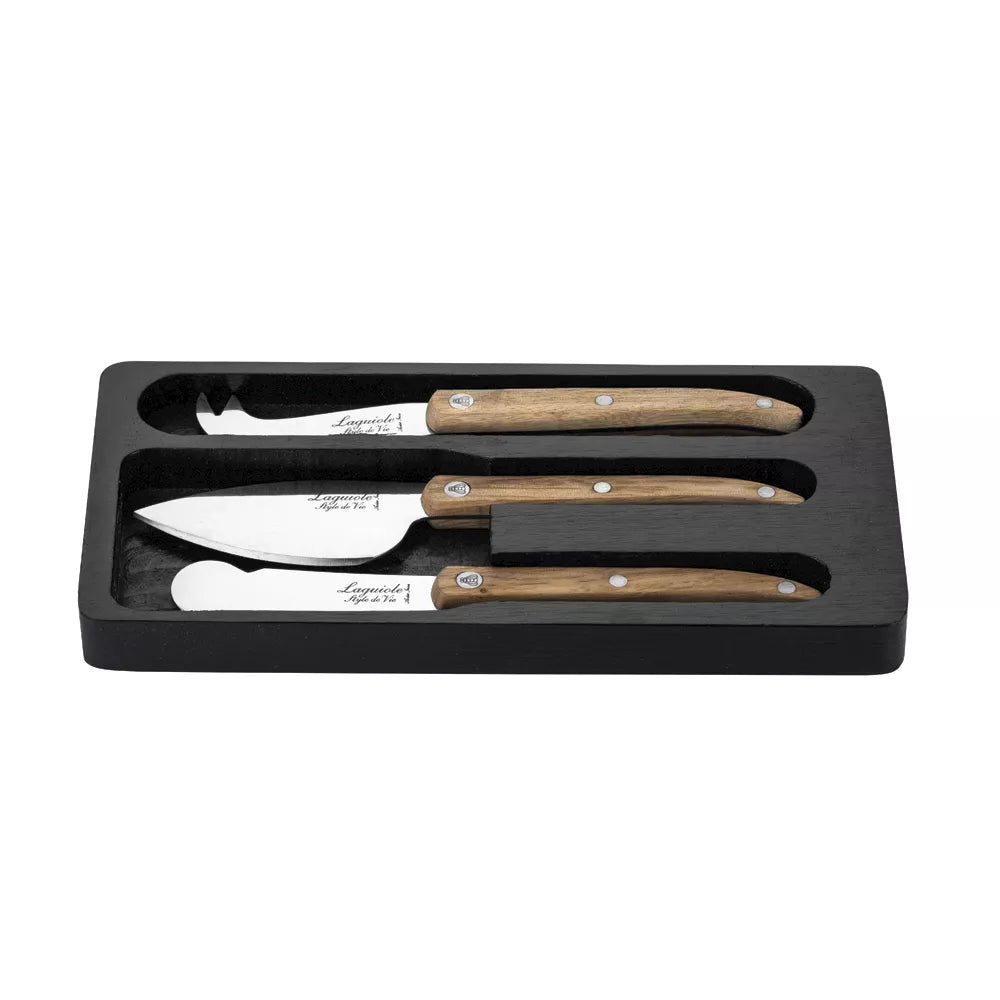 Laguiole - Oak Wood Cheese Knife Set (3pcs)