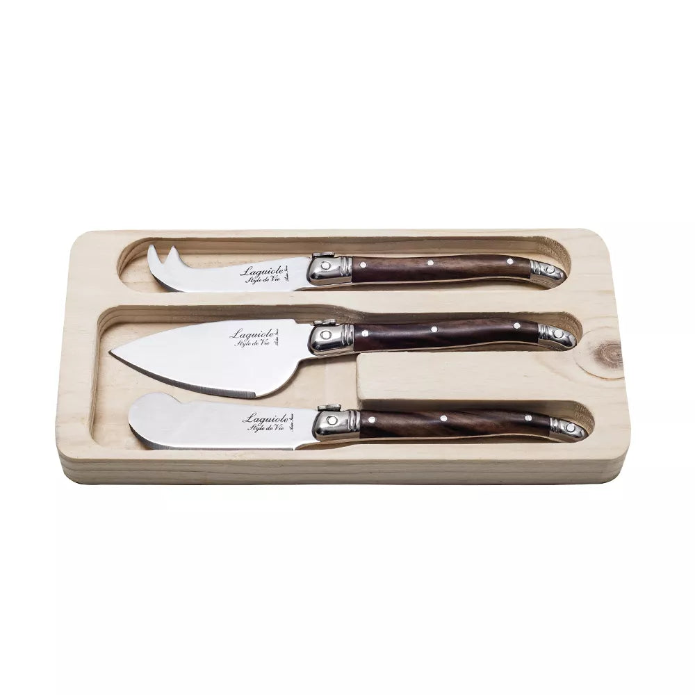 Laguiole - Dark Wood Cheese Knife Set (3pc)