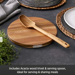 All-Clad Nonstick Sauteuse with Acacia Wood Trivet & Spoon 4 Quart