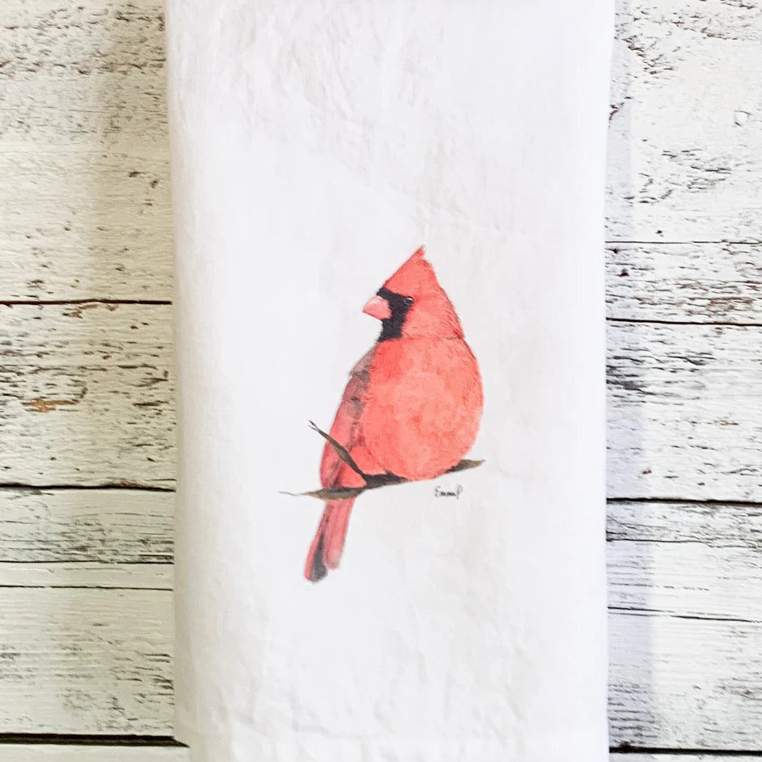 Studio On Tenth Linen Tea Towel - Red Cardinal