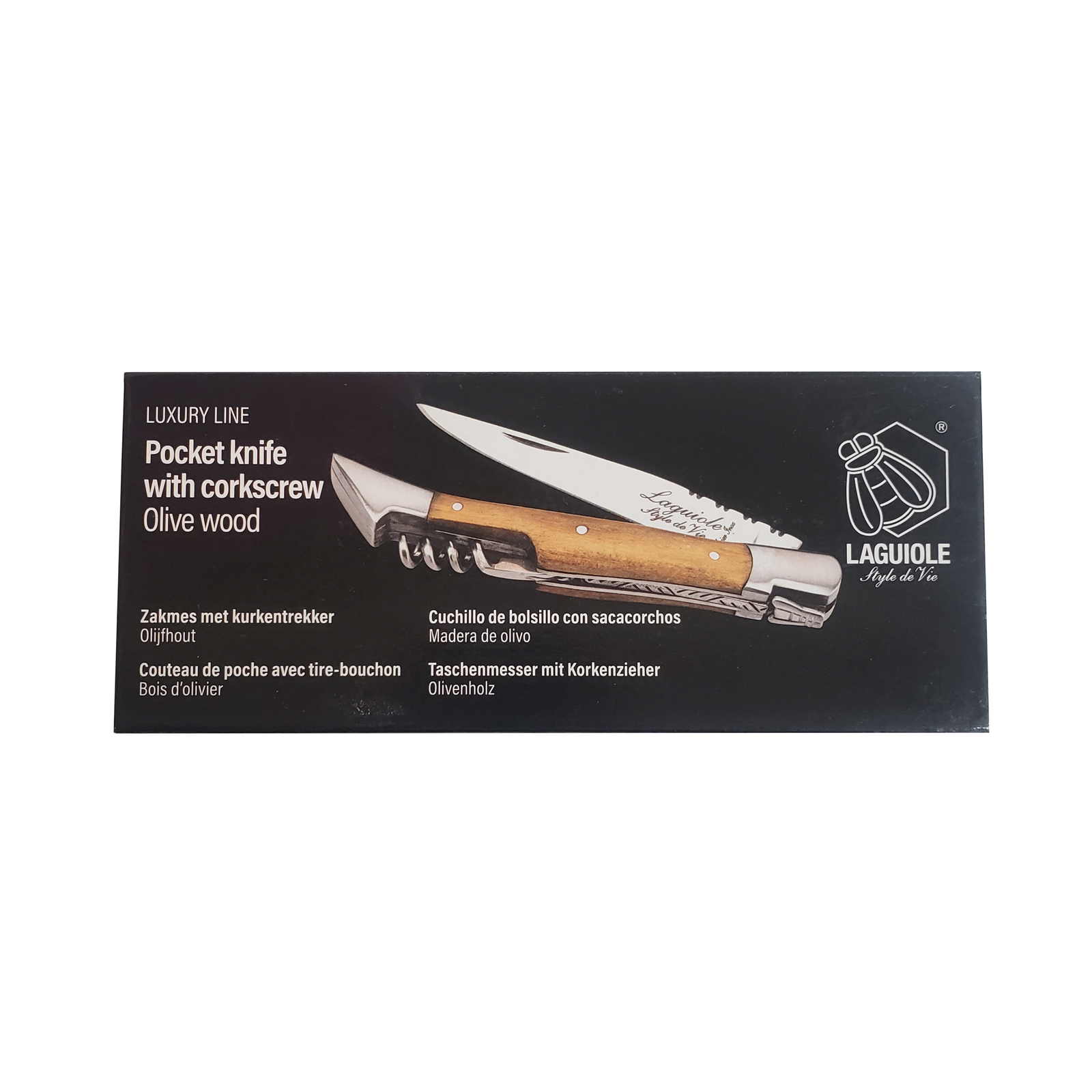 Laguiole - Olive Wood Pocket Knife with Corkscrew