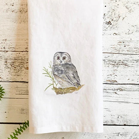 Studio on Tenth Linen Tea Towel - Saw-whet Owl