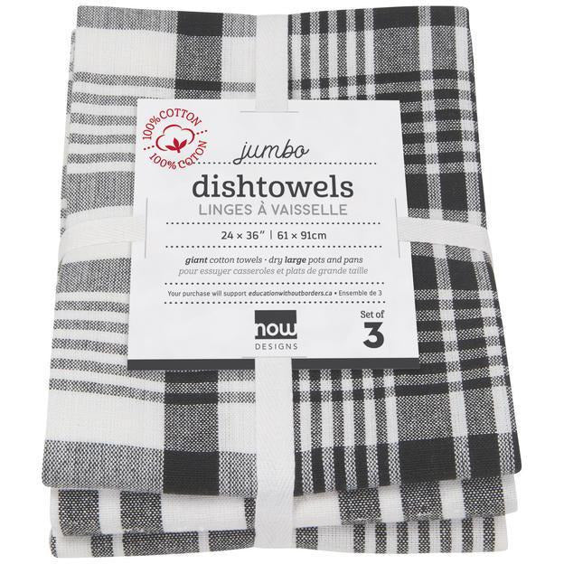 Danica Jumbo Tea Towel - Black (Set of 3)