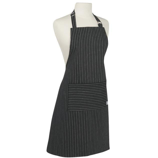 Danica Apron Black with White Pinstripes