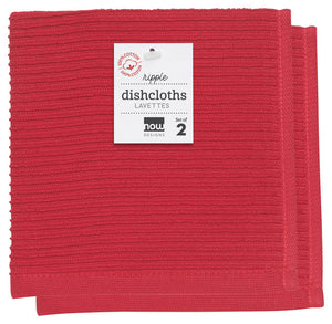 Danica Ripple Dish Cloth - Red (Set of 2)