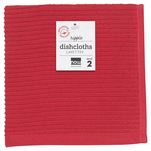 Danica Ripple Dish Cloth - Red (Set of 2)
