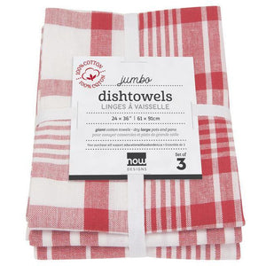 Danica Jumbo Tea Towel - Red (Set of 3)