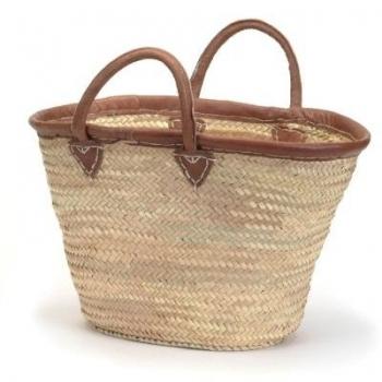 French Market Basket with Leather Trim