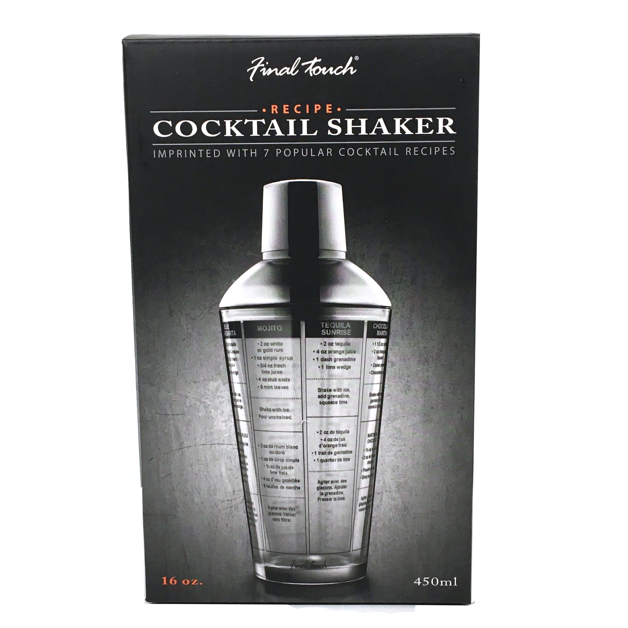 Final Touch Glass Cocktail Shaker with Stainless Steel Lid