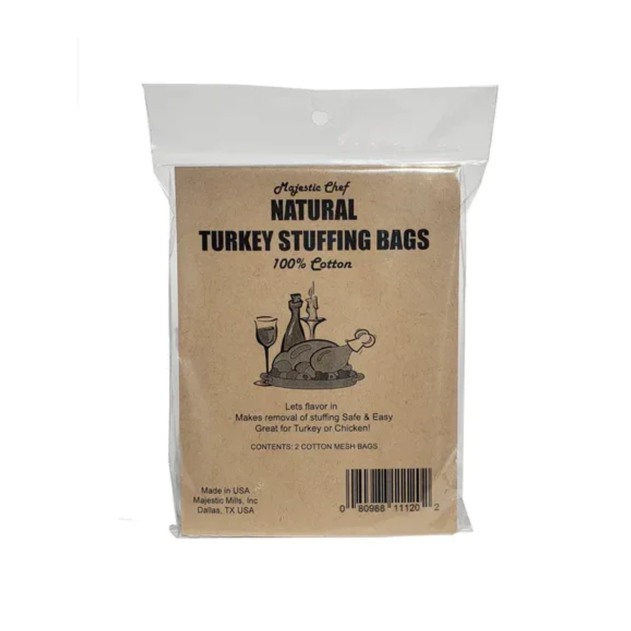 Majestic Chef Natural Turkey Stuffing Bags (2 Pack)