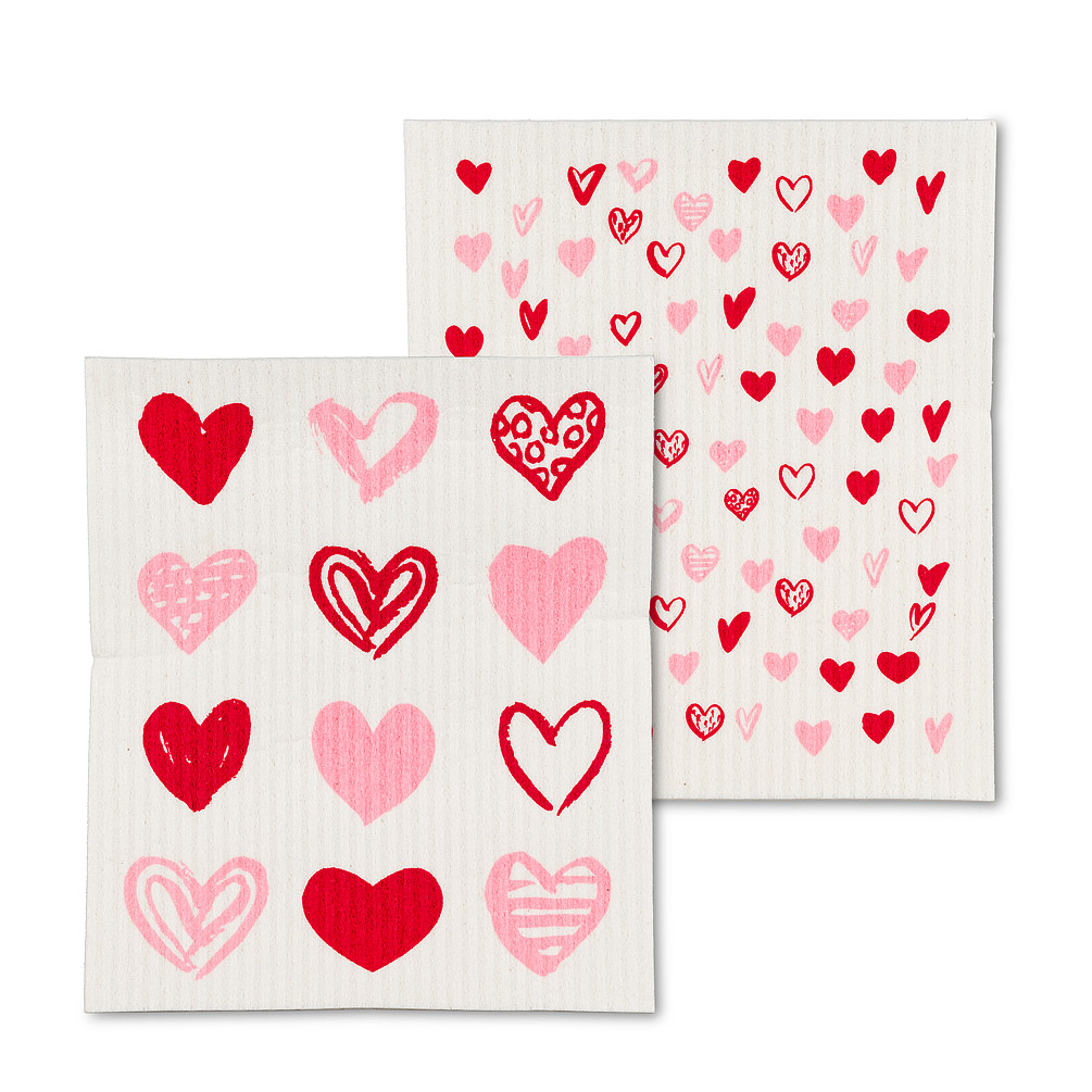 Abbott Swedish Dish Cloth - Hearts (Set of 2)