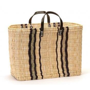Rectangular Market Basket with Indigo Stripe - Large