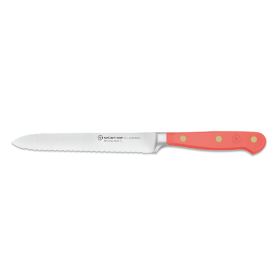 Wusthof Serrated Utility Knife Classic 5" - Coral Peach