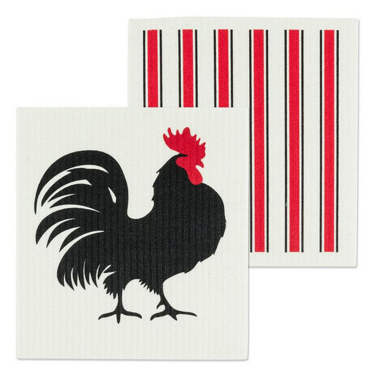 Abbott Swedish Dish Cloth - Rooster and Stripes (Set of 2)